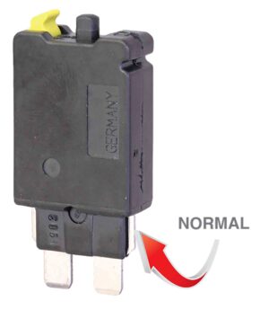 Fusibles originales automáticos serie mediano estándar disyuntor para vehículos, reseteo o reinicio y desconexión presionando palanca, hasta 28V