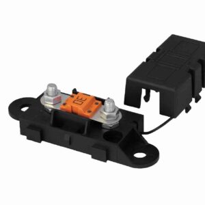 Porta-fusible con tapa, montaje en una base o panel con soportes, color negro