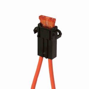Porta-fusible con cable para fusible estándar 21 mm x 19 mm, para montar en una base o panel con agujero, ensamblable entre si en cadena
