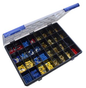 Surtido 625 pcs de terminales preaislados, terminales desnudos, conectores rápidos y fundas de terminales