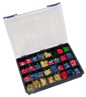 Surtido 1.220 pcs de terminales preaislados, terminales desnudos, conectores rápidos y fundas de terminales