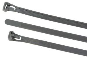 Bridas reutilizable de nylon poliamida 6/6 para cables y multiusos. Negro.  Profesionales, presillas plastico resistente a temperatura