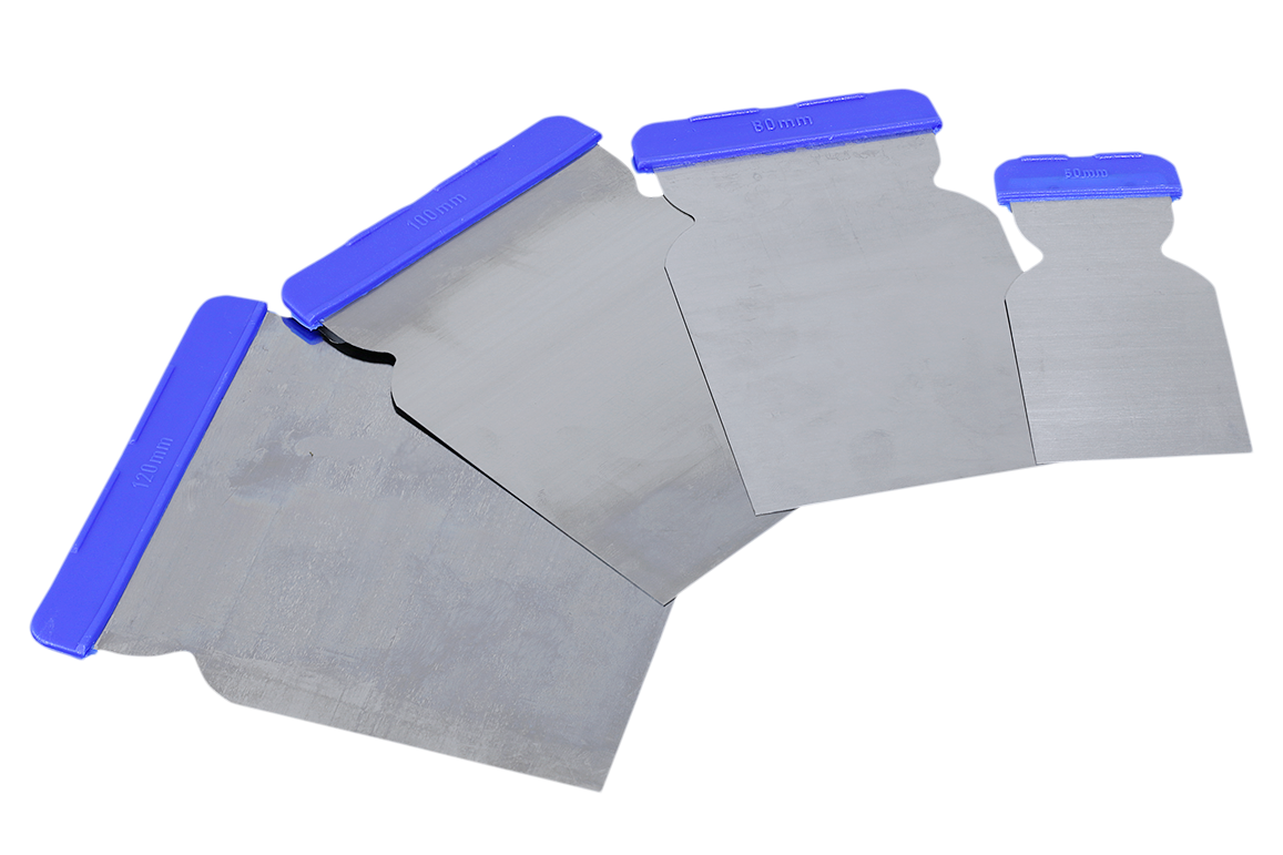 Juego de 4 raspadores de papel tapiz, juego de espátulas, cuchillos de masilla de metal, herramientas de pintura (paquete de 4)