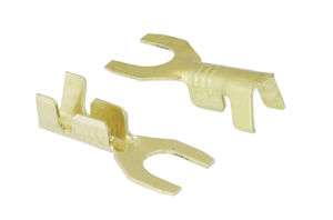 Terminales tipo horquilla con forma de U crimpado de empalme rápido, no aislados.