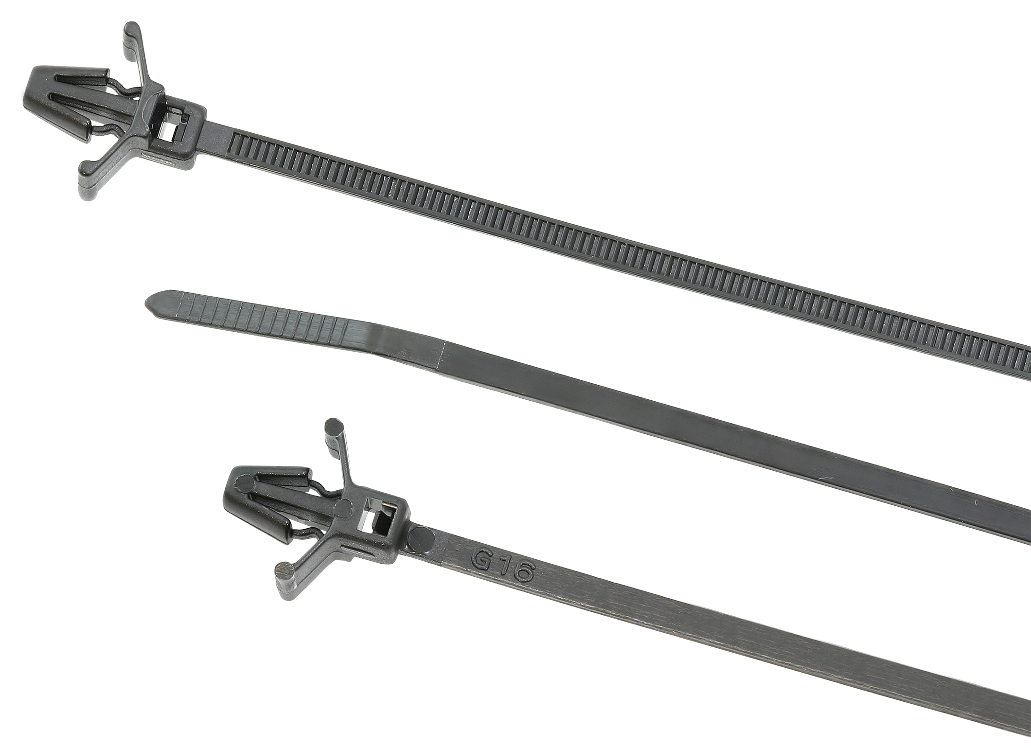 Bridas para montaje a panel de nylon poliamida 6/6 para cables y multiusos. Profesionales, presillas plastico resistente a temperatura