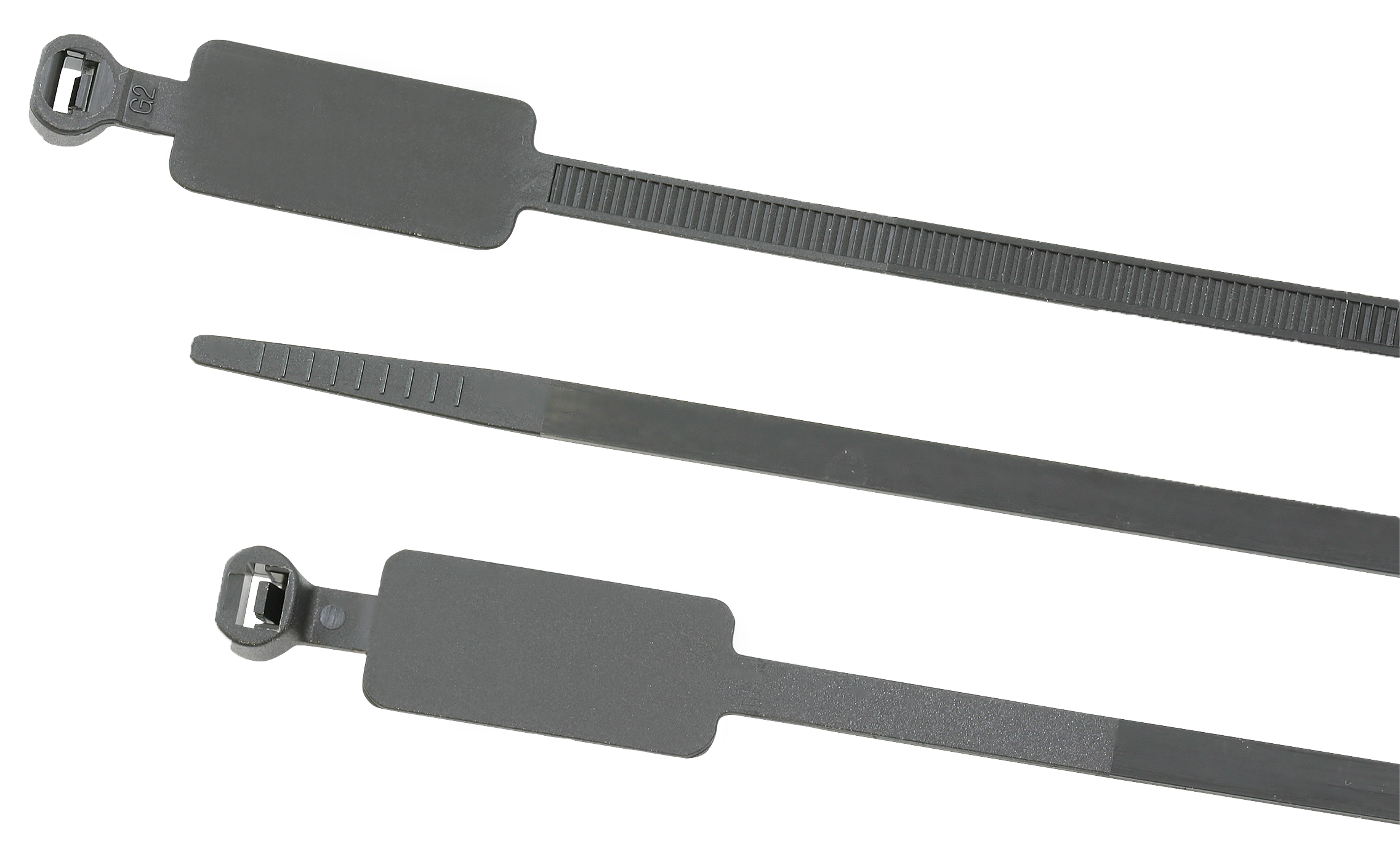 Bridas con forma de etiqueta de nylon poliamida 6/6 para cables y multiusos. Negro. Profesionales, presillas plastico resistente a temperatura