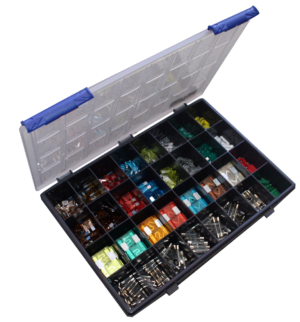Surtido Fusibles estándar mediano, mini, maxi,  cristal y lámina de 535 piezas