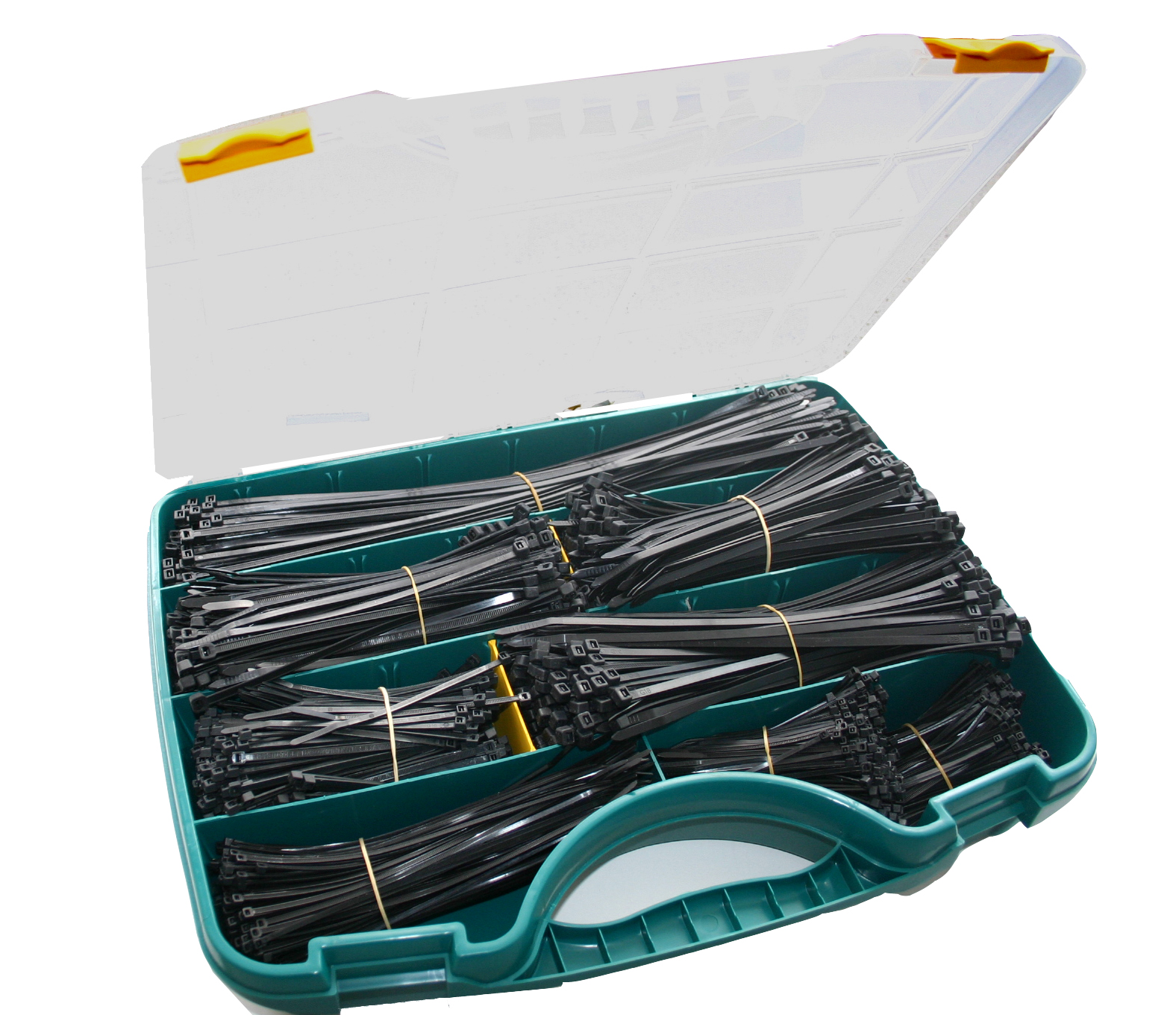 Surtido 2500 pcs de brida de nylon poliamida 6/6 para cables y multiusos. Negro. Profesionales, presillas plastico resistente a temperatura