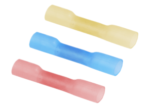 Conectores termorretráctiles para conexión de cables crimpado de empalme rápido con adhesivo interior,  aislados.