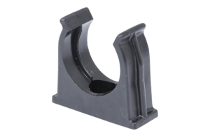 Soporte para tubos coarrugados, color negro, incluye tuerca para sujeción, fijación por tornillo no incluido